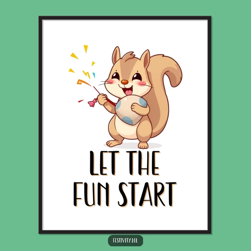 Funny Squirrel Party Popper Poster: Decorate with Delightful Humor