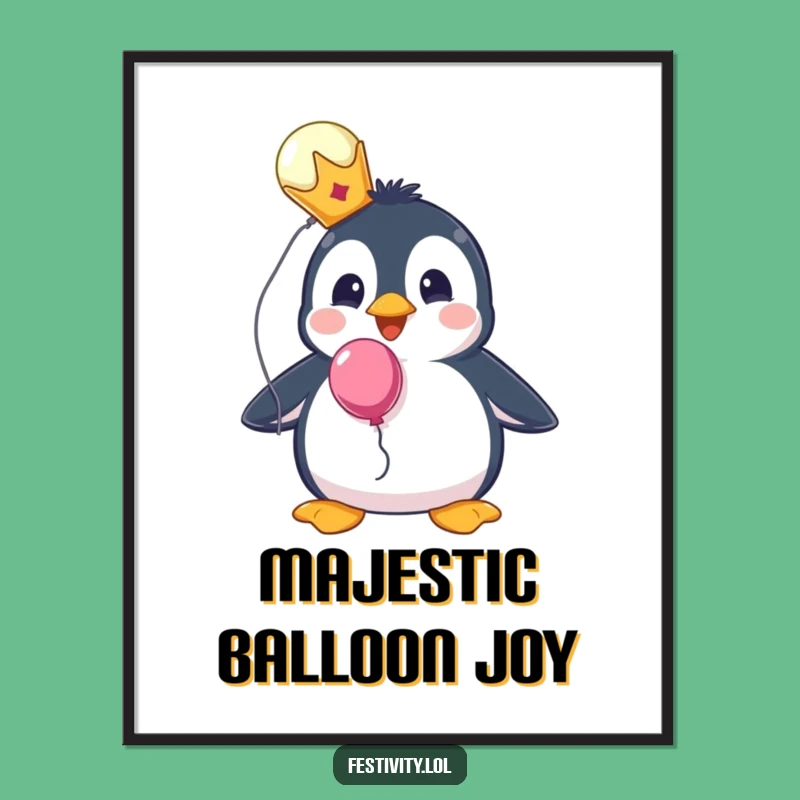 Funny Penguin King Poster - Royal Surprise Balloon Decor!