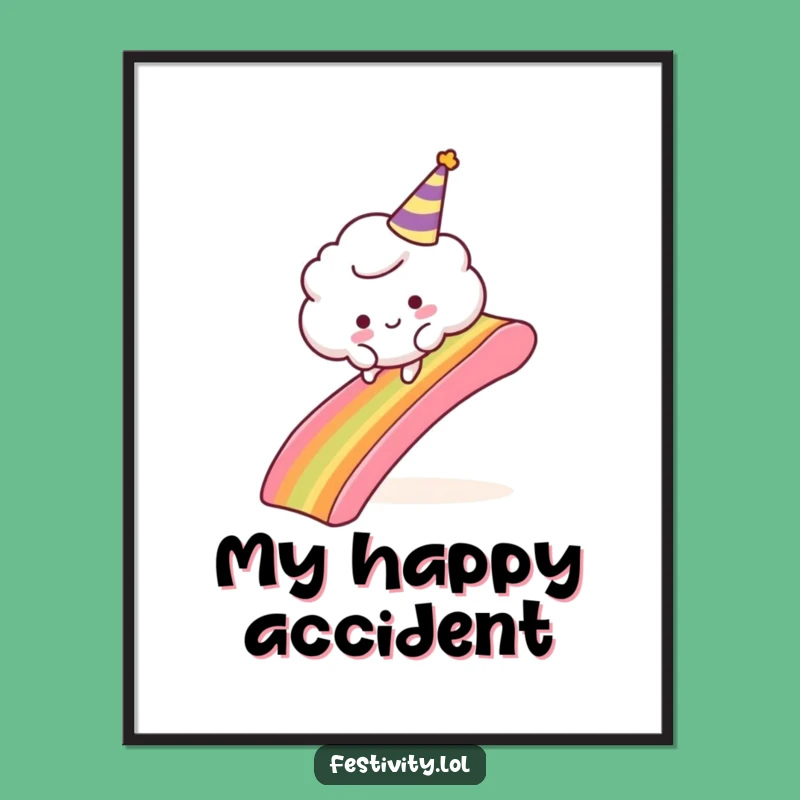 Funny Cloud Trip Poster: Hilarious Rainbow Slide Art Print, Perfect Funny Gift Decor
