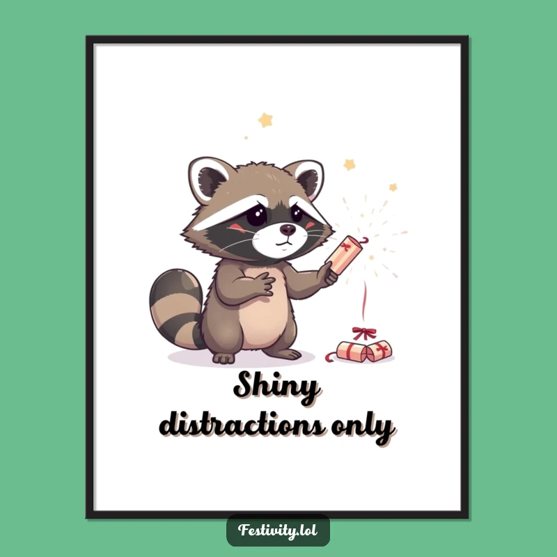 Funny Raccoon Party Poster: Whimsical Wall Art for Fun Spaces