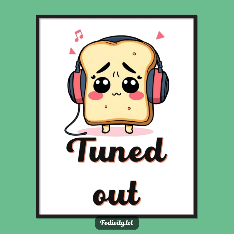 Funny Toast Headphones Poster: Wall Art for Music Aficionados!