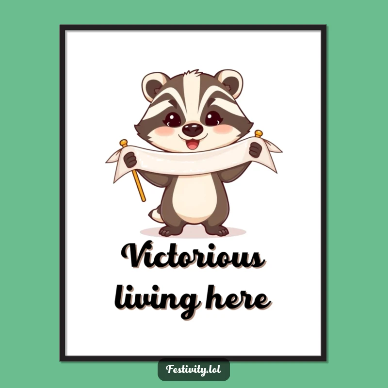 Funny Badger Banner Poster: Decorate with Triumphant Spirit