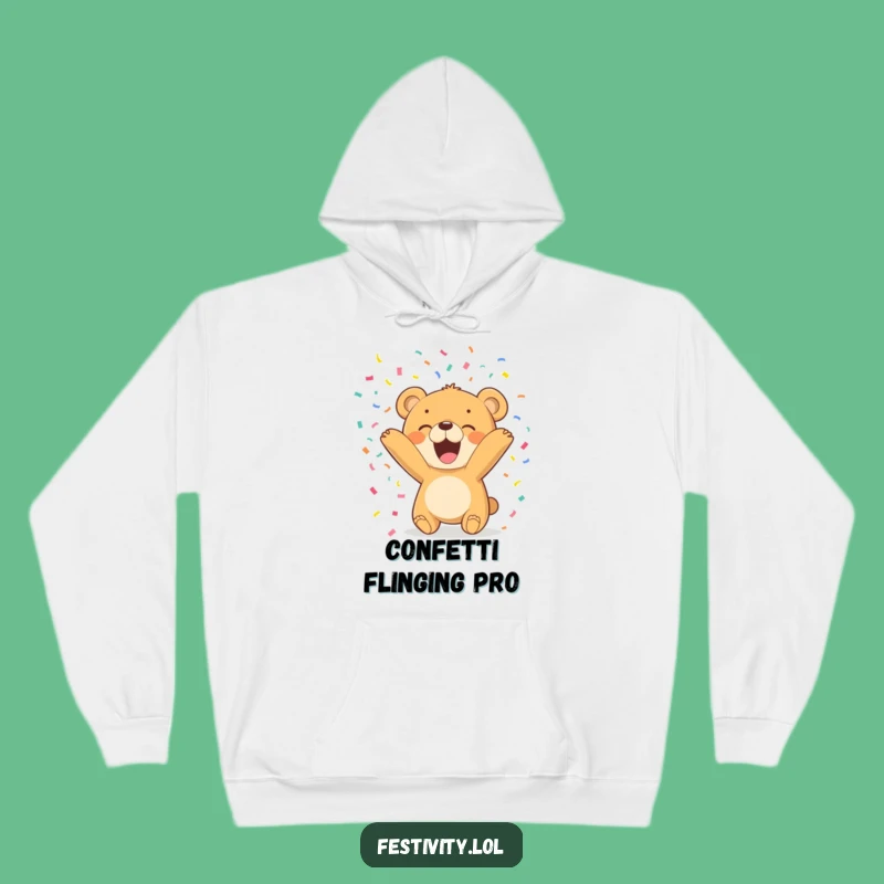 Cozy Funny Bear Cub Confetti Hoodie: Warmth and Laughter, Ideal Funny Gift