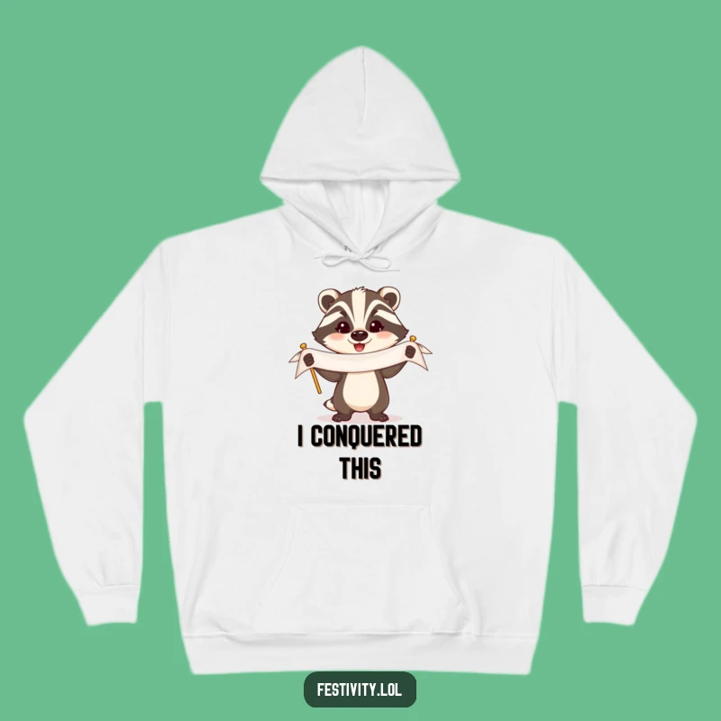 Cozy Funny Badger Banner Hoodie: Warmth for Your Wins