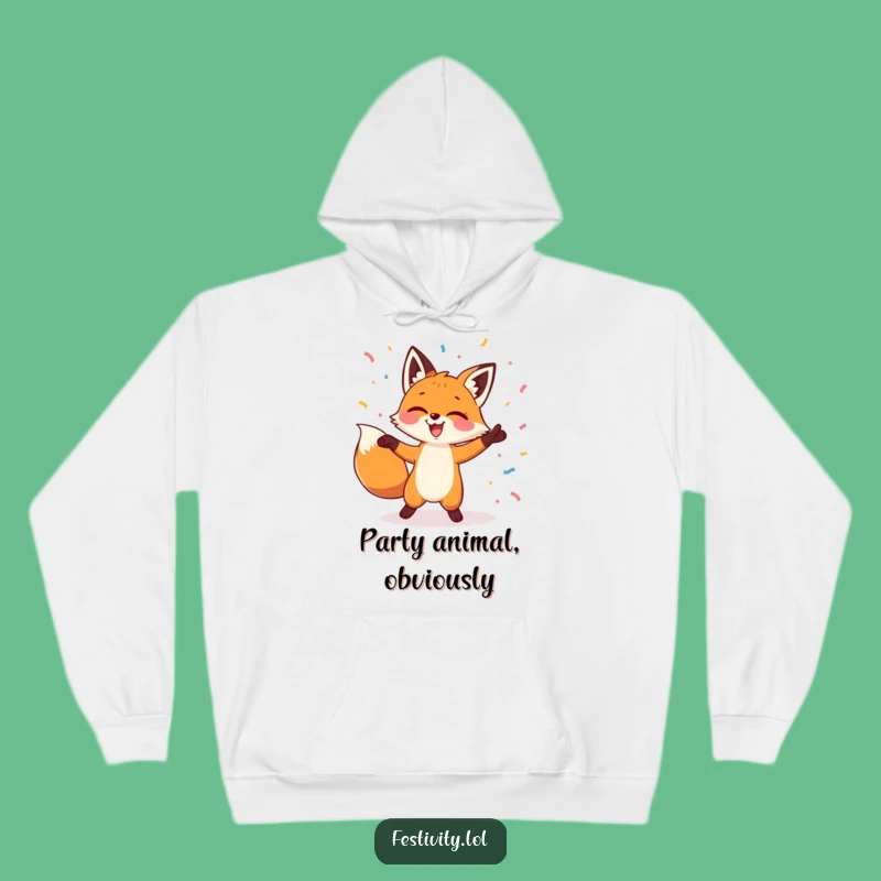 Cozy Funny Fox Dancing Confetti Hoodie: Warmth and Merriment Guaranteed!
