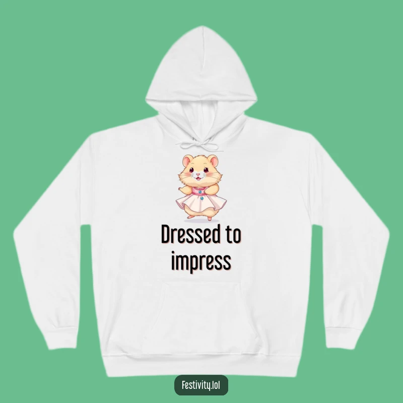 Funny Hamster Party Dress Hoodie: Cozy Up with Hilarious Celebration Vibes!