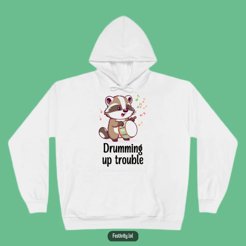 Funny Badger Drummer Hoodie: Cozy Up with Rhythmic Vibes!