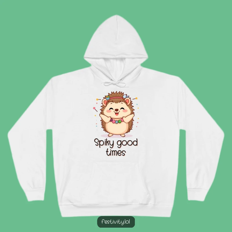 Funny Hedgehog Garland Dance Hoodie: Cozy Up in Festive, Hilarious Celebration