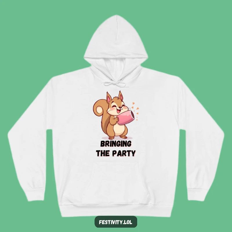 Funny Party Squirrel Hoodie: Cozy Celebration Vibes, Humorous Gift