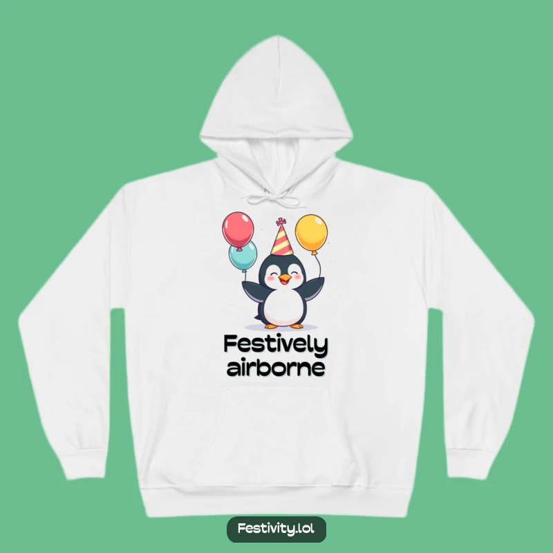 Funny Penguin Party Hoodie: Giggling Juggler's Cozy Celebration, Warm Humor Gift