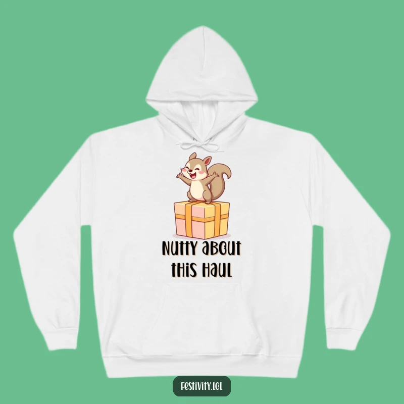 Funny Squirrel Hoodie: Cozy Up with a Delighted Rodent on a Giant Present