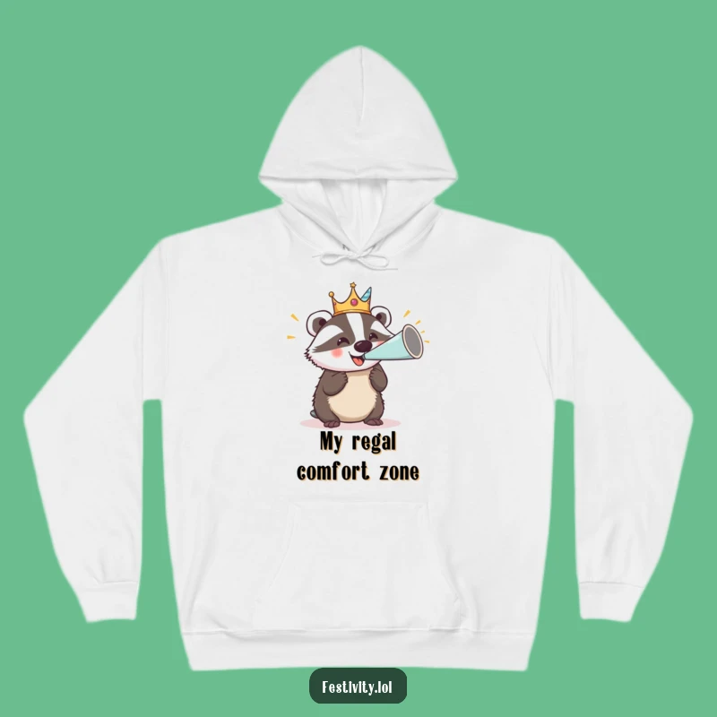 Cozy Funny Badger Crown Hoodie: Warmth and Royal Fun
