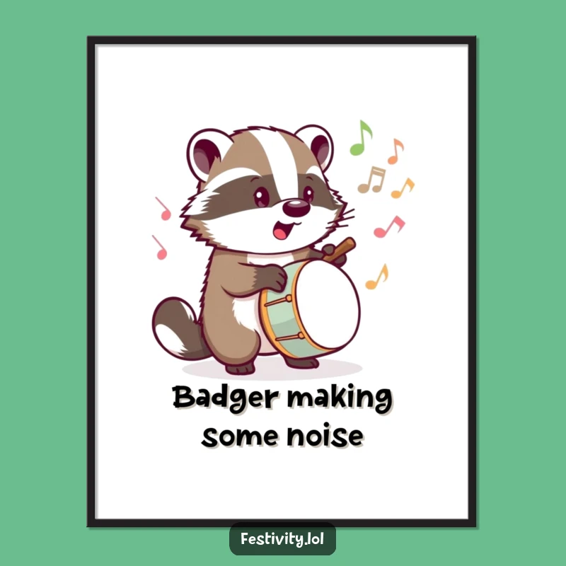 Free Printable Badger Drum Wall Art: Musical Notes Downloadable Art!