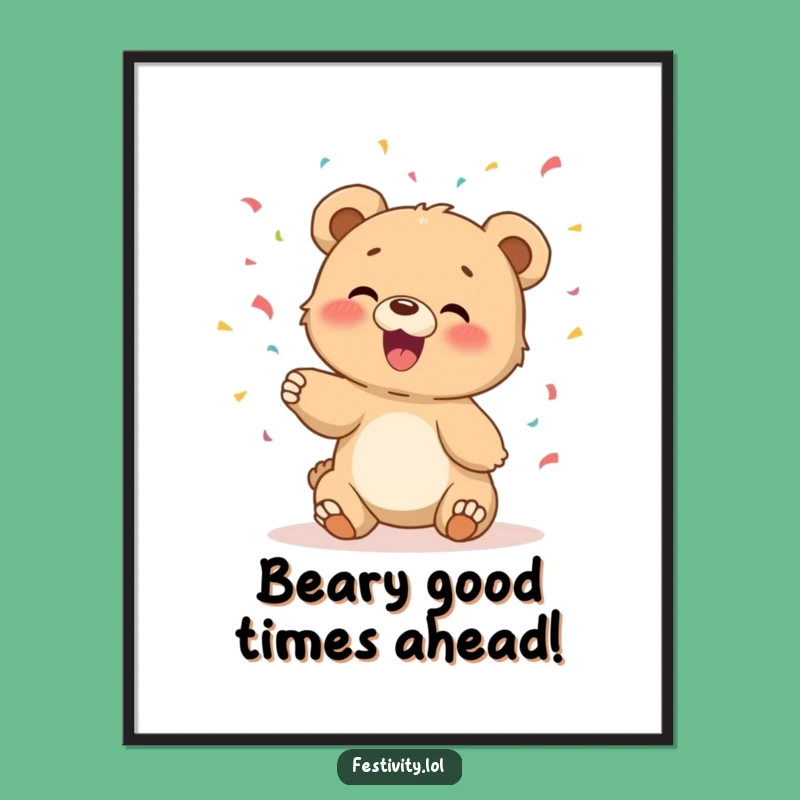 Free Printable Wall Art: Giggling Bear Cub Confetti Decor - Downloadable Fun