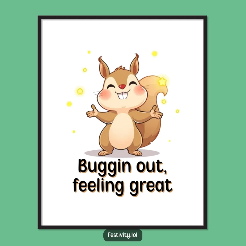 Free Printable Wall Art: Funny Juggling Squirrel Decor, Downloadable Humorous Gift