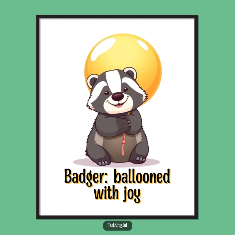 Free Printable Badger Balloon Wall Art - Whimsical Downloadable Decor for Fun Spaces