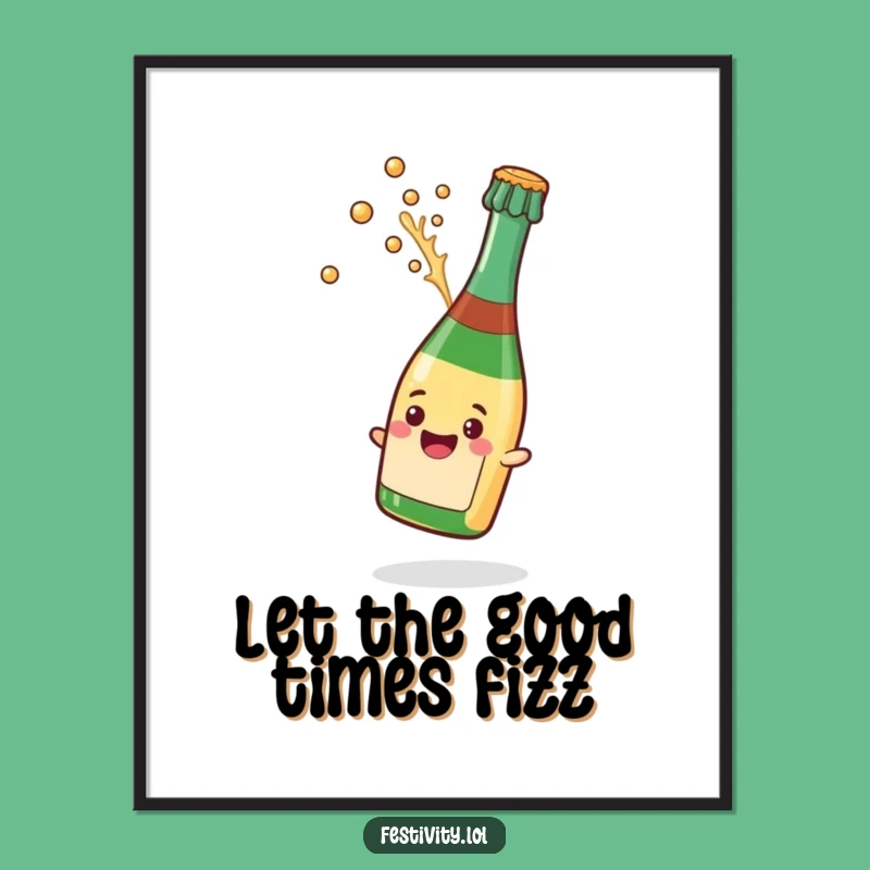 Free Printable Champagne Wall Art: Funny Popping Cork Design, Hilarious Downloadable Home Decor Gift