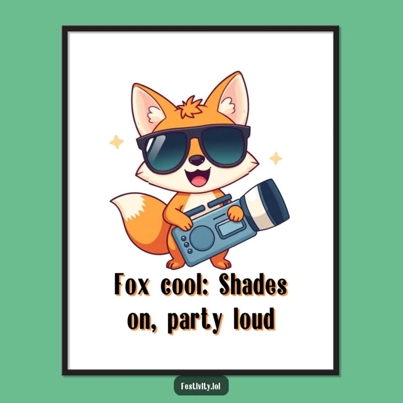 Free Printable Wall Art: Cool Fox Sunglasses Noisemaker Downloadable Decor
