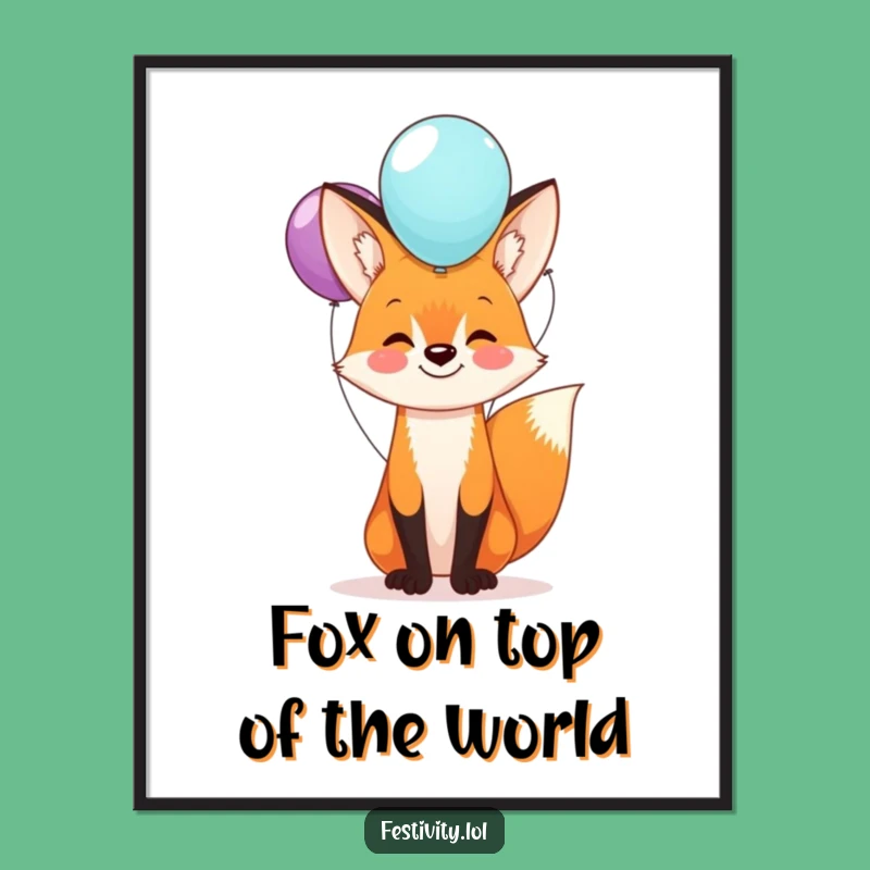 Free Printable Wall Art: Funny Balancing Fox Decor, Downloadable Humorous Gift