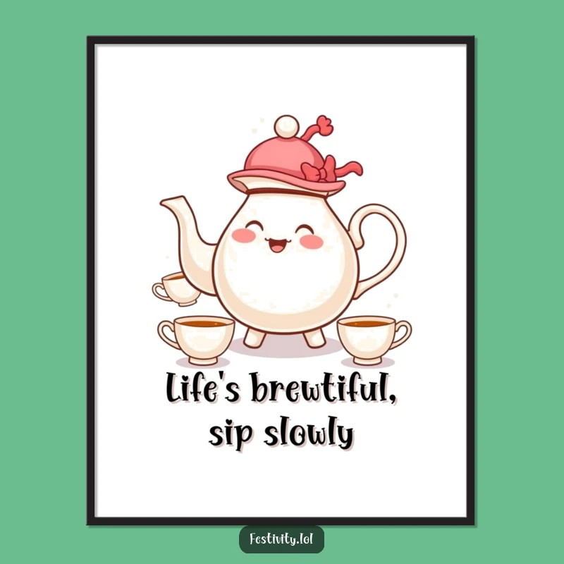 Free Printable Wall Art: Juggling Teapot's Whimsy for Charming Downloadable Decor