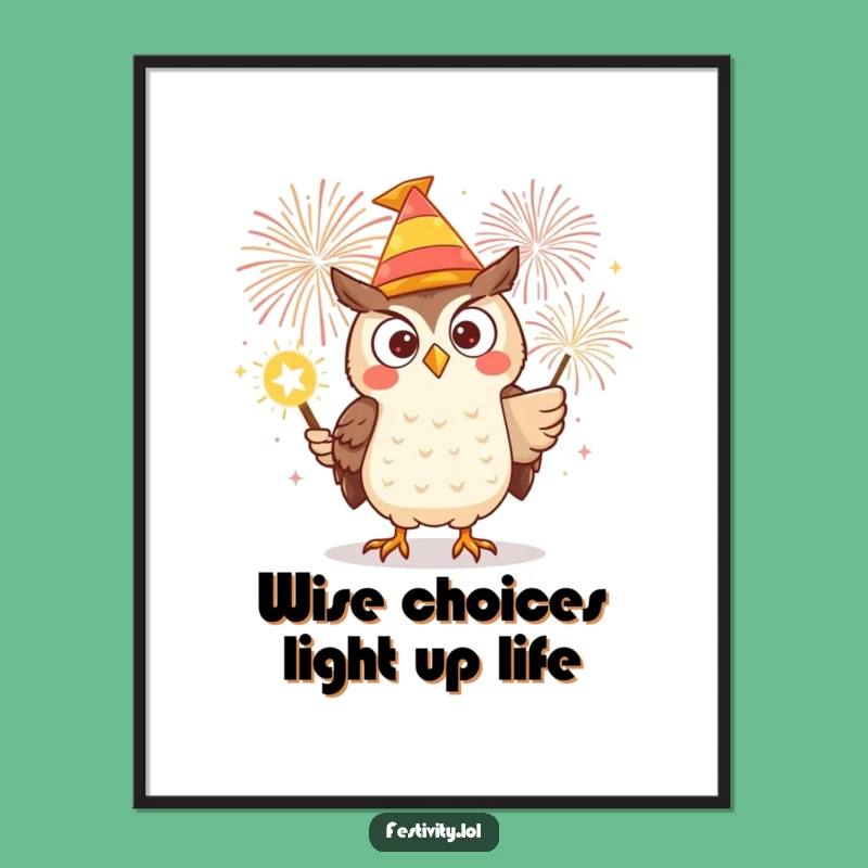 Free Printable Wall Art: Owl Lights Firework - Funny Downloadable Decor