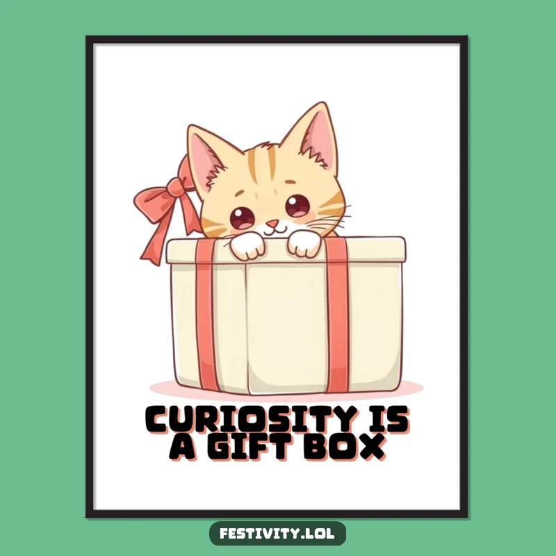 Funny Free Printable Wall Art: Cat Behind Box - Quirky Downloadable Decor