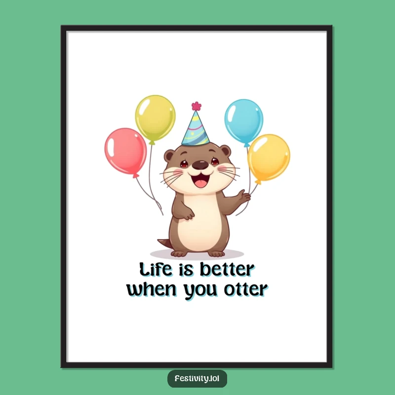 Happy Otter Free Printable Wall Art: Joyful Downloadable Decor