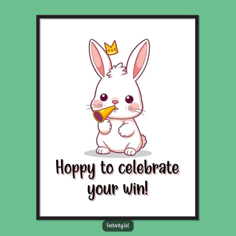 Free Printable Wall Art: Crowned Rabbit Horn Player, Funny Decor