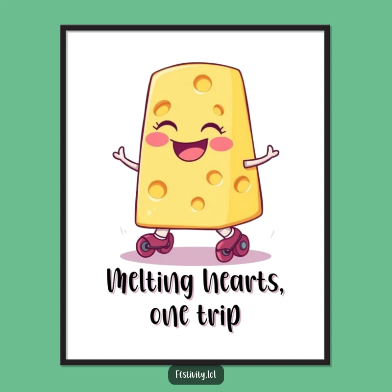 Free Printable Wall Art: Comical Cheese Skater - Hilarious Downloadable Art for Fun