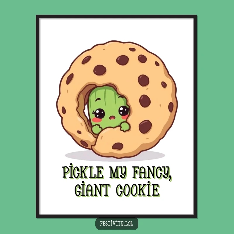 Free Printable Wall Art: Shy Pickle's Cookie Surprise for Humorous Downloadable Decor