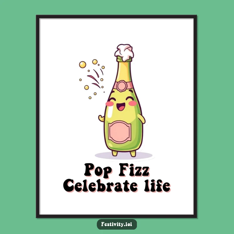 Free Printable Champagne Pop Wall Art Funny Downloadable Decor for Celebrations