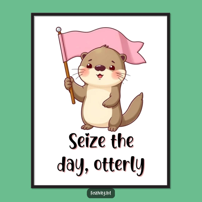 Free Printable Wall Art: Determined Otter Flag Humor Downloadable Decor
