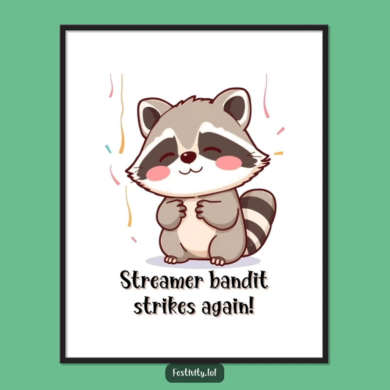 Free Printable Blushing Raccoon Wall Art: Streamer Catcher Downloadable Art!