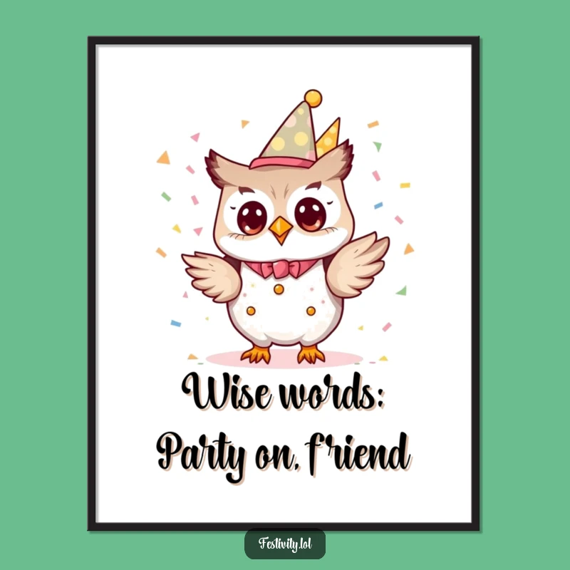 Free Printable Owl Party Planner Wall Art Funny Downloadable Decor for Whimsical Spaces