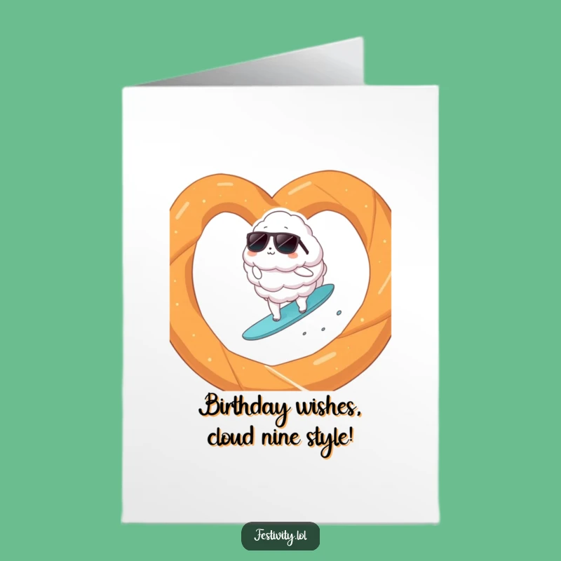 Free Printable Birthday Card: Surfing Cloud & Pretzel - A Totally Rad Downloadable Gift