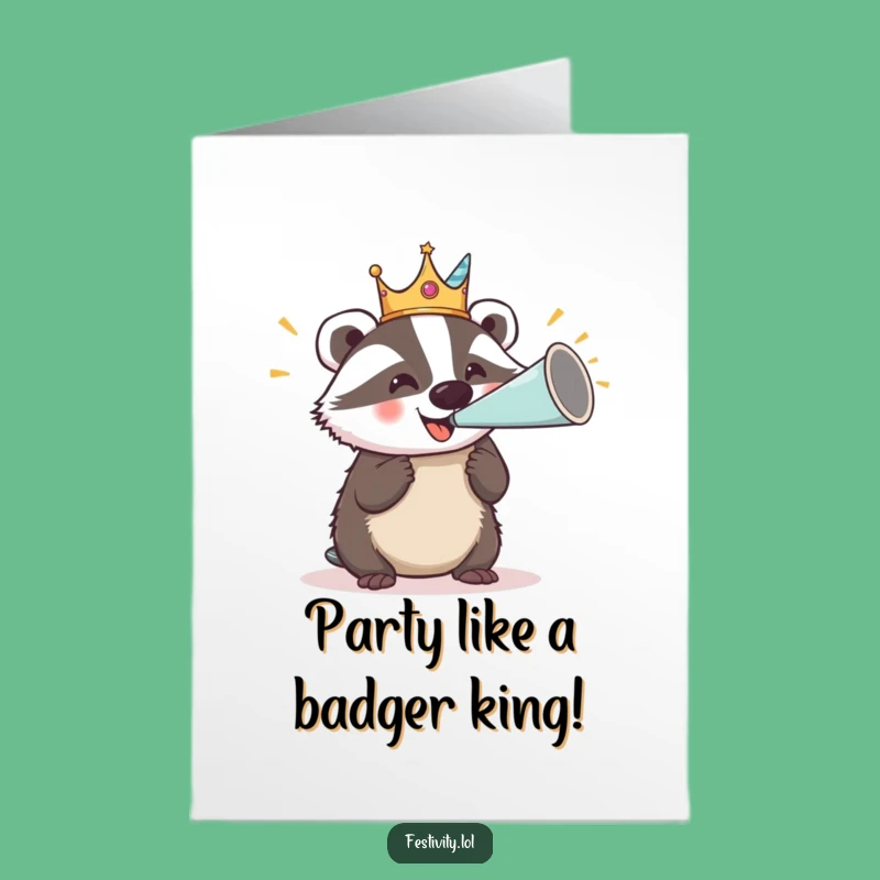 Free Printable Birthday Card: Badger's Big Horn Blast! Funny Downloadable Gift