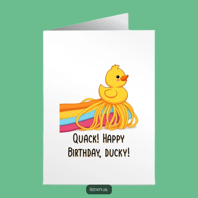 Free Printable Birthday Card: Ducky's Spaghetti Rainbow Slide - A Fun Downloadable Gift