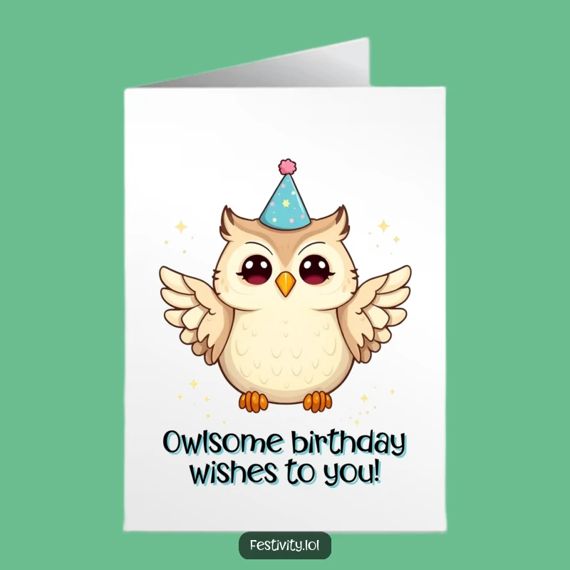 Free Printable Birthday Card: Joyful Owl Spilling Glitter, Funny Downloadable Gift