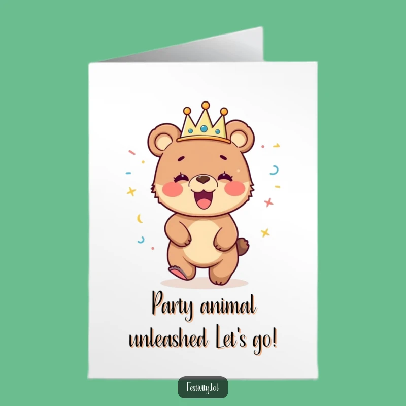 Free Printable Giggling Bear Birthday Card: Hilarious Dancing Cub Downloadable Gift!