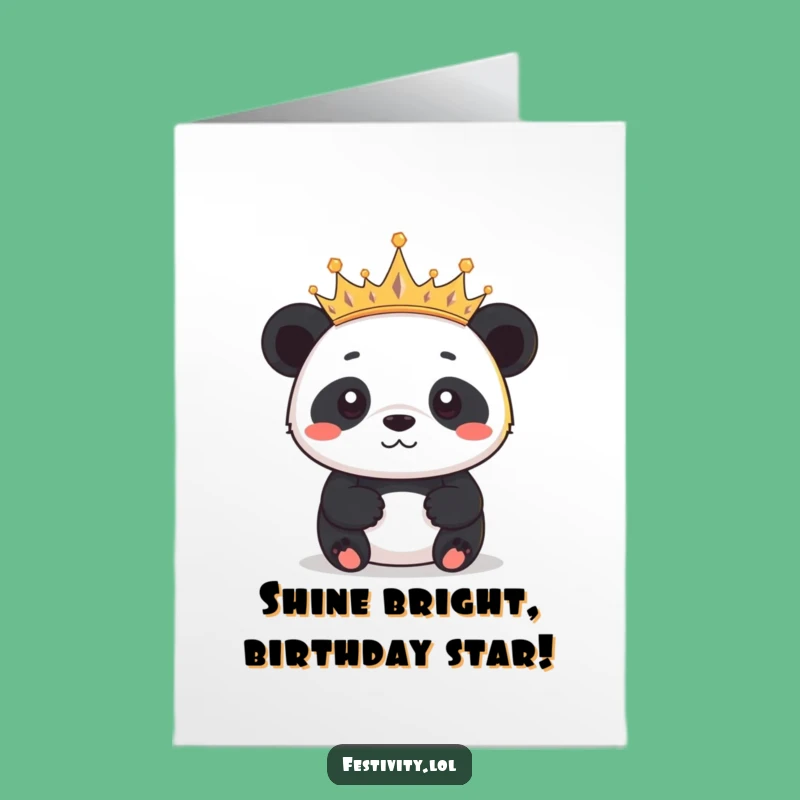 Free Printable Panda Crown Birthday Card - Regal & Funny Download