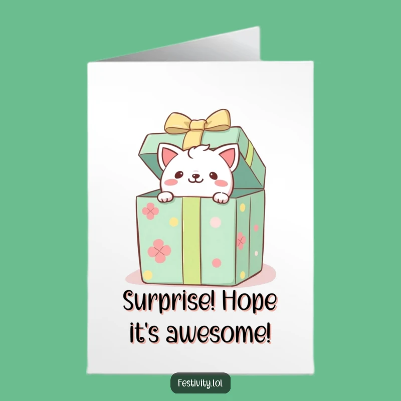 Funny Free Printable Birthday Card: Critter in Gift Box, Hilarious Downloadable Gift