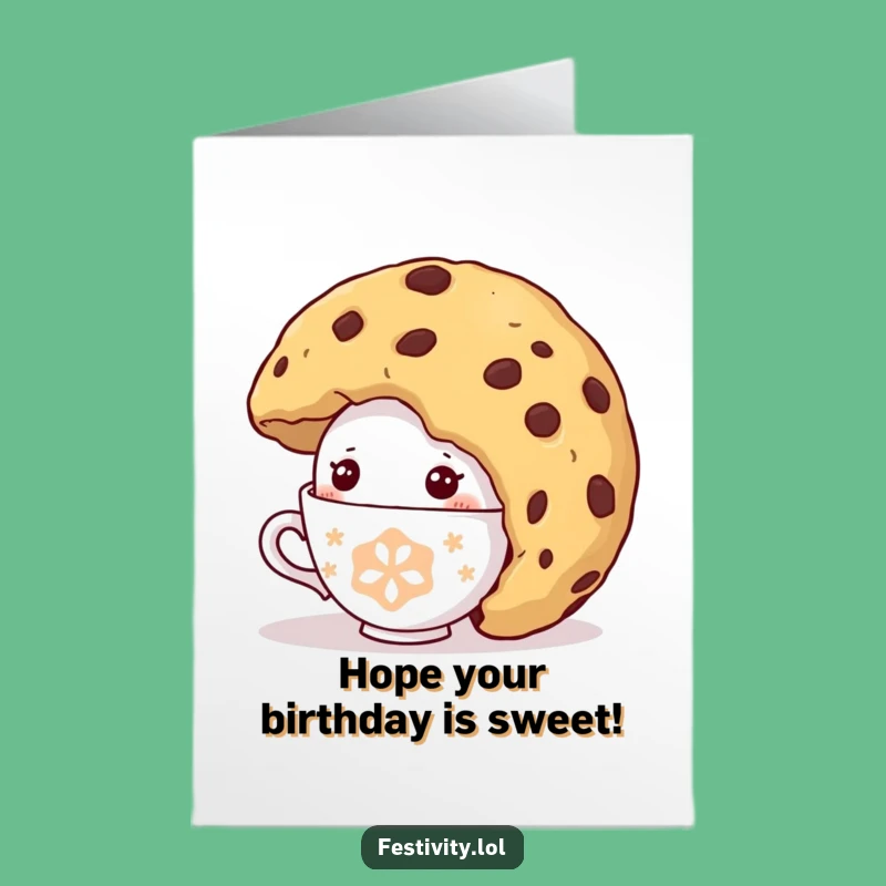 Funny Free Printable Birthday Card: Shy Teacup's Treat - Sweet Downloadable Gift
