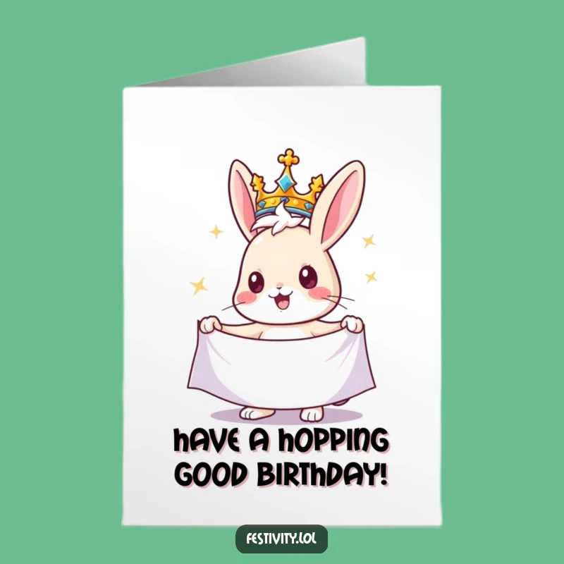 Free Printable Rabbit Birthday Card: Royal Fun, Funny Downloadable Gift!