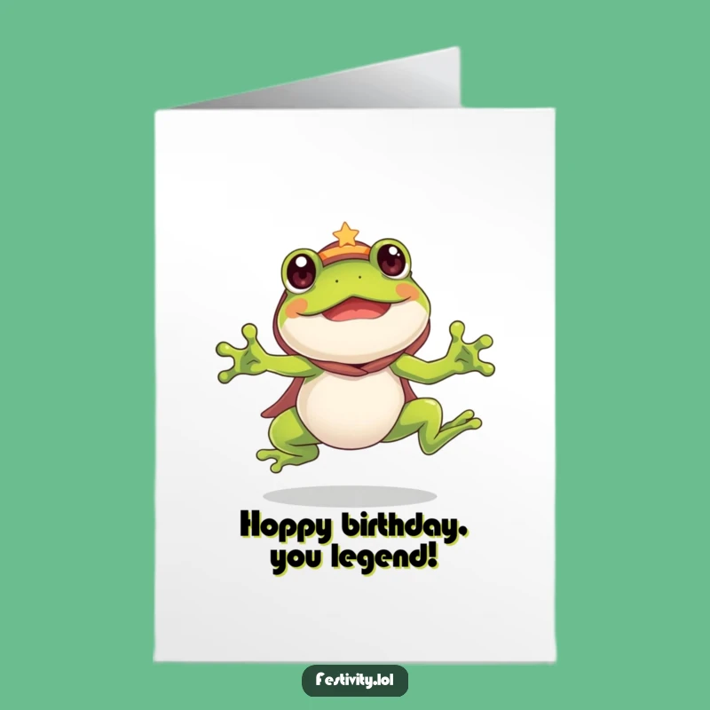 Free Printable Birthday Card: Silly Frog in Costume - Enthusiastic & Funny Downloadable Gift
