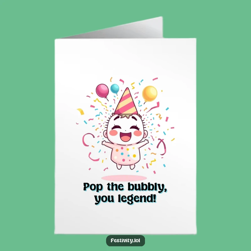 Free Printable Birthday Card: Giggling Party Popper Funny Downloadable Gift