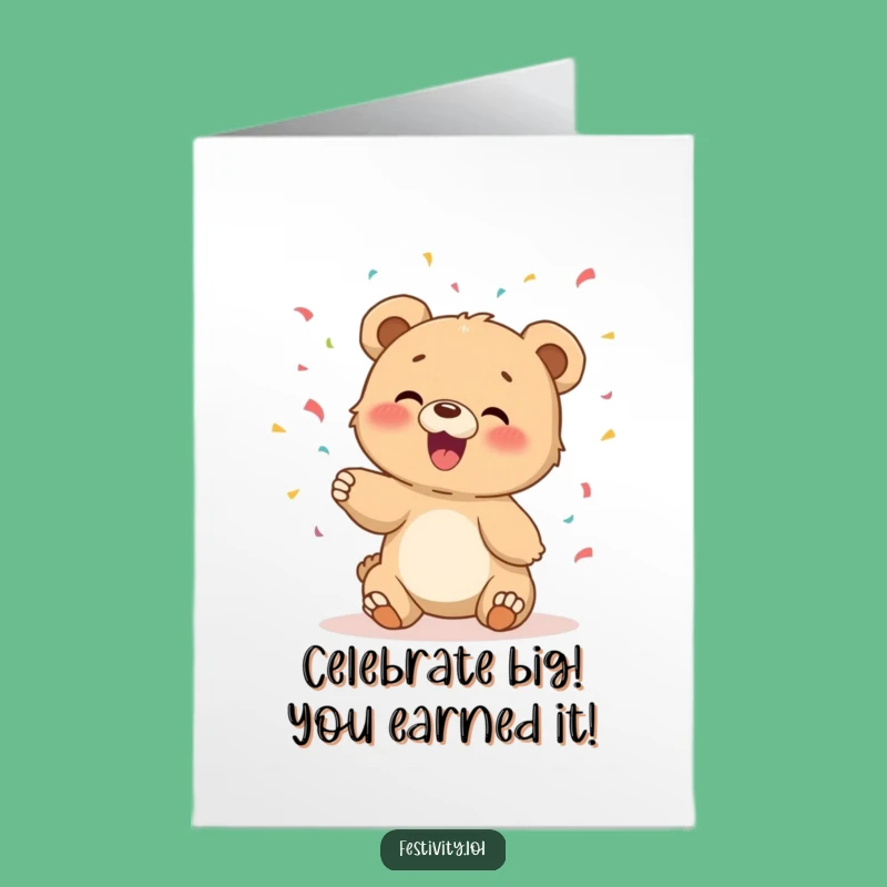 Free Printable Congrats Card: Giggling Bear Cub Confetti for a Joyful Downloadable