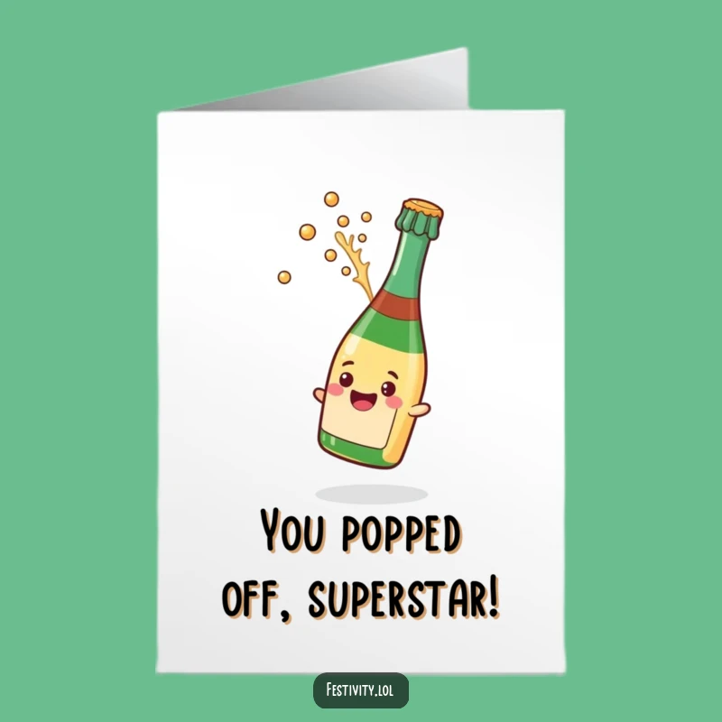 Free Printable Champagne Card: Funny Popping Cork for Congratulations, Your Perfect Downloadable Gift