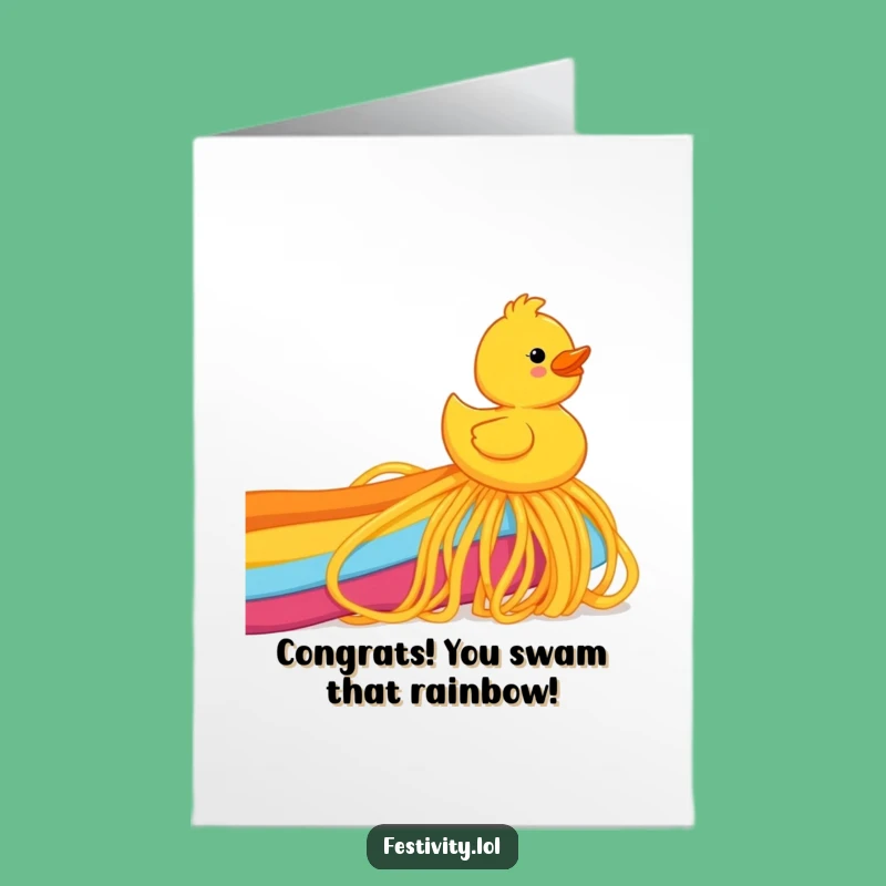 Free Printable Congrats Card: Ducky's Spaghetti Slide - A Quirky Downloadable Gift