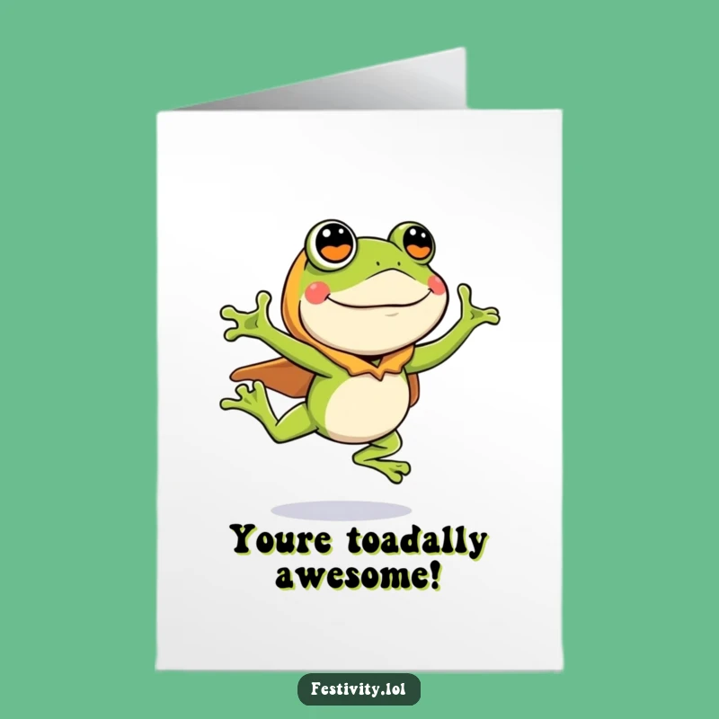 Free Printable Congrats Card: Frog Costume Leap - Funny Downloadable DIY