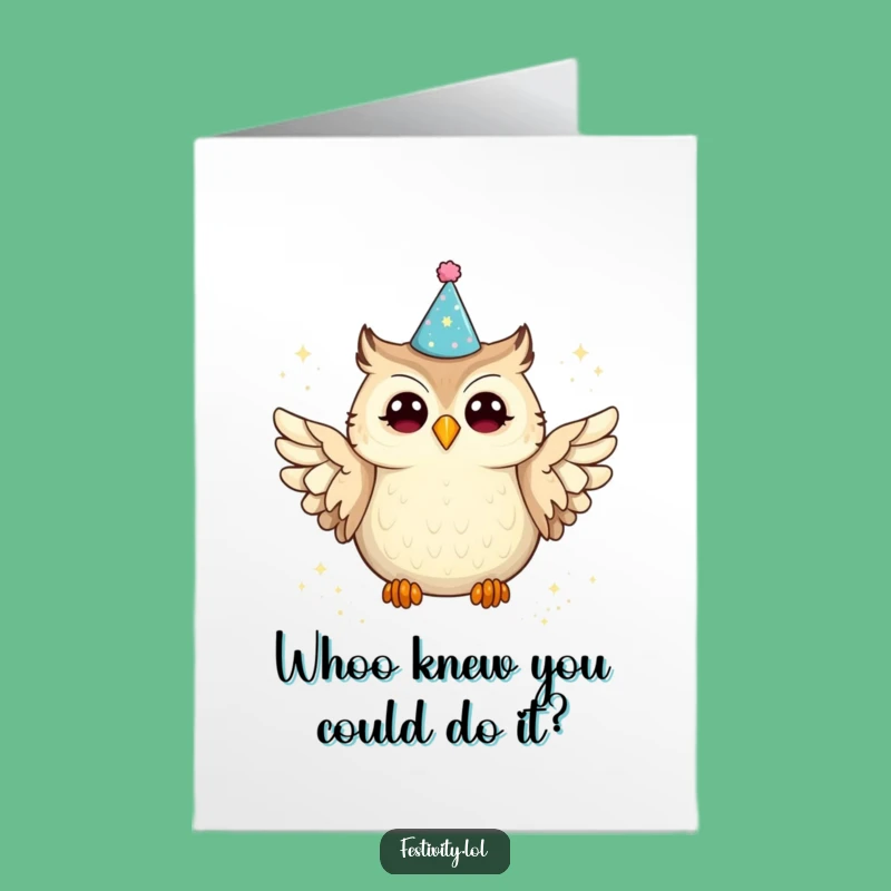 Free Printable Congrats Card: Glitter Owl Celebration, Humorous Downloadable Gift